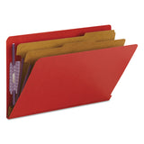 Smead™ End Tab Pressboard Classification Folders, Six SafeSHIELD Fasteners, 2" Expansion, 2 Dividers, Legal Size, Bright Red, 10/Box (SMD29783) Box of 10