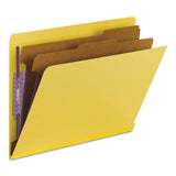 Smead™ End Tab Pressboard Classification Folders, Six SafeSHIELD Fasteners, 2" Expansion, 2 Dividers, Letter Size, Yellow, 10/Box (SMD26789) Box of 10