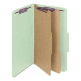 Smead™ Pressboard Classification Folders, Six SafeSHIELD Fasteners, 2/5-Cut Tabs, 2 Dividers, Legal Size, Gray-Green, 10/Box (SMD19076) Each