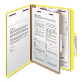 Smead™ Four-Section Pressboard Top Tab Classification Folders, Four SafeSHIELD Fasteners, 1 Divider, Letter Size, Yellow, 10/Box (SMD13734) Each