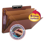 Smead™ Pressboard Classification Folders, Six SafeSHIELD Fasteners, 1/3-Cut Tabs, 2 Dividers, Legal Size, Red, 10/Box (SMD19230) Each