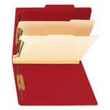 Smead™ Top Tab Classification Folders, Six SafeSHIELD Fasteners, 2" Expansion, 2 Dividers, Letter Size, Red Exterior, 10/Box (SMD14003) Box of 10