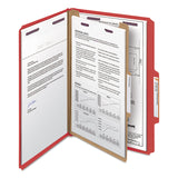 Smead™ Four-Section Pressboard Top Tab Classification Folders, Four SafeSHIELD Fasteners, 1 Divider, Legal Size, Bright Red, 10/Box (SMD18731) Each