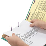 Smead™ 6-Section Pressboard Top Tab Pocket Classification Folders, 6 SafeSHIELD Fasteners, 2 Dividers, Legal Size, Green, 10/Box (SMD19083) Each