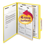 Smead™ Top Tab Classification Folders, Four SafeSHIELD Fasteners, 2" Expansion, 1 Divider, Letter Size, Yellow Exterior, 10/Box (SMD13704) Each