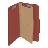 Smead™ Pressboard Classification Folders, Four SafeSHIELD Fasteners, 2/5-Cut Tabs, 1 Divider, Legal Size, Red, 10/Box (SMD18775) Each
