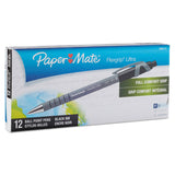 Paper Mate® FlexGrip Ultra Recycled Ballpoint Pen, Retractable, Fine 0.8 mm, Black Ink, Gray/Black Barrel, Dozen (PAP9580131) 1 Dozen