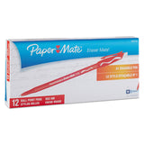 Paper Mate® Eraser Mate Ballpoint Pen, Stick, Medium 1 mm, Red Ink, Red Barrel, Dozen (PAP3920158) Box of 12