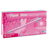 Paper Mate® “Write for Hope” Edition FlexGrip Elite Ballpoint Pen, Retractable, Medium 1 mm, Black Ink, Pink Barrel, Dozen (PAP70672) 1 Dozen