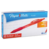 Paper Mate® Profile Ballpoint Pen, Retractable, Bold 1.4 mm, Red Ink, Translucent Red Barrel, Dozen (PAP89467) 1 Dozen