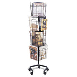 Safco® Wire Rotary Display Racks, 16 Compartments, 15w x 15d x 60h, Charcoal (SAF4139CH) Each