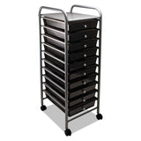 Advantus Portable Drawer Organizer, Metal, 1 Shelf, 10 Drawers, 13" x 15.38" x 37.75", Matte Gray/Smoke (AVT34007) Each