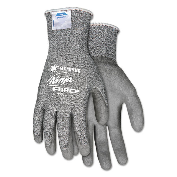 MCR™ Safety Ninja Force Polyurethane Coated Gloves, Large, Gray, Pair (CRWN9677L)