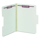 Smead™ SuperTab Pressboard Fastener Folders with Two SafeSHIELD Fasteners, 2" Expansion, Letter Size, Gray-Green, 25/Box (SMD14981) Box of 25