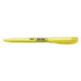 BIC® Brite Liner Highlighter, Fluorescent Yellow Ink, Chisel Tip, Yellow/Black Barrel, Dozen (BICBL11YW) Set of 12