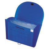 C-Line® Expanding Files, 1.63" Expansion, 13 Sections, Cord/Hook Closure, 1/6-Cut Tabs, Letter Size, Blue (CLI48315)