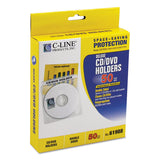 C-Line® Deluxe Individual CD/DVD Holders, 2 Disc Capacity, Clear/White, 50/Box (CLI61988) Pack of 50
