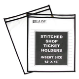 C-Line® Shop Ticket Holders, Stitched, Both Sides Clear, 75", 12 x 15, 25/BX (CLI46125) Box of 25