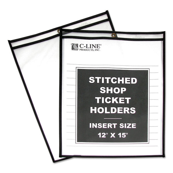 C-Line® Shop Ticket Holders, Stitched, Both Sides Clear, 75", 12 x 15, 25/BX (CLI46125)