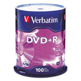 Verbatim® DVD+R Recordable Disc, 4.7 GB, 16x, Spindle, Silver, 100/Pack (VER95098) Each