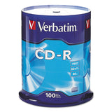 Verbatim® CD-R Recordable Disc, 700 MB/80 min, 52x, Spindle, Silver, 100/Pack (VER94554) Pack of 100