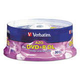 Verbatim® DVD+R Dual Layer Recordable Disc, 8.5 GB, 8x, Spindle, Silver, 30/Pack (VER96542) Each