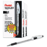 Pentel® R.S.V.P. Ballpoint Pen Value Pack, Stick, Fine 0.7 mm, Black Ink, Clear/Black Barrel, 24/Pack (PENBK90ASW2) Pack of 24