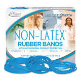 Alliance® Antimicrobial Non-Latex Rubber Bands, Size 64, 0.04" Gauge, Cyan Blue, 4 oz Box, 95/Box (ALL42649) 1/4 lb Box