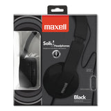 Maxell® Solids Headphones, 5 ft Cord, Black (MAX290103) Each