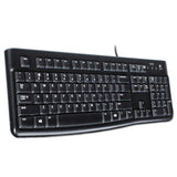 Logitech® K120 Ergonomic Desktop Wired Keyboard, USB, Black (LOG920002478) Each