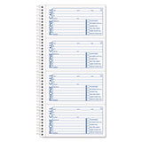 TOPS™ Spiralbound Message Book, Two-Part Carbonless, 5 x 2.75, 4 Forms/Sheet, 200 Forms Total (TOP4002) Each