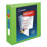 Avery® Heavy-Duty View Binder with DuraHinge and Locking One Touch EZD Rings, 3 Rings, 3" Capacity, 11 x 8.5, Chartreuse (AVE79779) Each