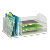 Safco® Onyx Desk Organizer with Three Horizontal and Three Upright Sections, Letter Size Files, 19.5 x 11.5 x 8.25, White (SAF3254WH) Each