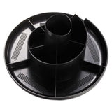 Universal® Rotary Desk Organizer, 11 Compartments, Plastic, 8.75" Diameter x 5.38"h, Black (UNV08151) Each