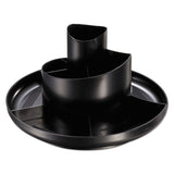 Universal® Rotary Desk Organizer, 11 Compartments, Plastic, 8.75" Diameter x 5.38"h, Black (UNV08151) Each