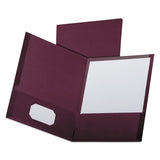 Oxford™ Linen Finish Twin Pocket Folders, 100-Sheet Capacity, 11 x 8.5, Burgundy, 25/Box (OXF53441) 1 Pack of 25