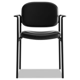 HON® VL616 Stacking Guest Chair with Arms, Bonded Leather Upholstery, 23.25" x 21" x 32.75", Black Seat, Black Back, Black Base (BSXVL616SB11) Each