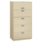 HON® Brigade 600 Series Lateral File, 4 Legal/Letter-Size File Drawers, 1 Roll-Out File Shelf, Putty, 36" x 18" x 64.25" (HON685LL) Each