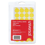 Universal® Self-Adhesive Removable Color-Coding Labels, 0.75" dia, Yellow, 28/Sheet, 36 Sheets/Pack (UNV40114) Pack of 1008
