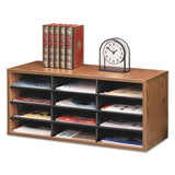 Fellowes® Particle Board Desktop Sorter, 12 Compartments, 29 x 11.88 x 12.94, Medium Oak (FEL25400) Each