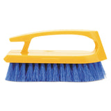 Rubbermaid® Commercial Iron-Shaped Handle Scrub Brush, Blue Polypropylene Bristles, 6" Brush, 6" Yellow Plastic Handle (RCP6482COB) Each