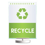 deflecto® Superior Image Swivel Sign Holder w/Green Edge, 8.5 x 11 Insert, Silver Base (DEF691590) Each