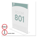 deflecto® Superior Image Double Sided Sign Holder, 8.5 x 11 Insert, Clear (DEF590801) Each