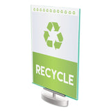deflecto® Superior Image Swivel Sign Holder w/Green Edge, 8.5 x 11 Insert, Silver Base (DEF691590) Each