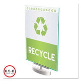 deflecto® Superior Image Swivel Sign Holder w/Green Edge, 8.5 x 11 Insert, Silver Base (DEF691590) Each