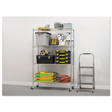 Alera® NSF Certified 4-Shelf Wire Shelving Kit with Casters, 48w x 18d x 72h, Silver (ALESW604818SR) Each