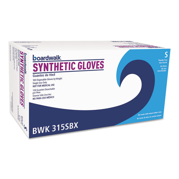 Boardwalk® Powder-Free Synthetic Vinyl Gloves, Small, Cream, 4 mil, 1,000/Carton (BWK315SCT)