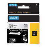DYMO® Rhino Permanent Vinyl Industrial Label Tape, 0.5" x 18 ft, Clear/Black Print (DYM622289) Each