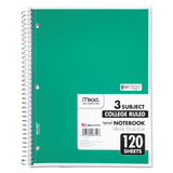 Mead® Spiral Notebook, 3-Subject, Medium/College Rule, Randomly Assorted Cover Color, (120) 11 x 8 Sheets (MEA06710) Each