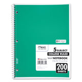 Mead® Spiral Notebook, 5-Subject, Medium/College Rule, Randomly Assorted Cover Color, (200) 11 x 8 Sheets (MEA06780) Each